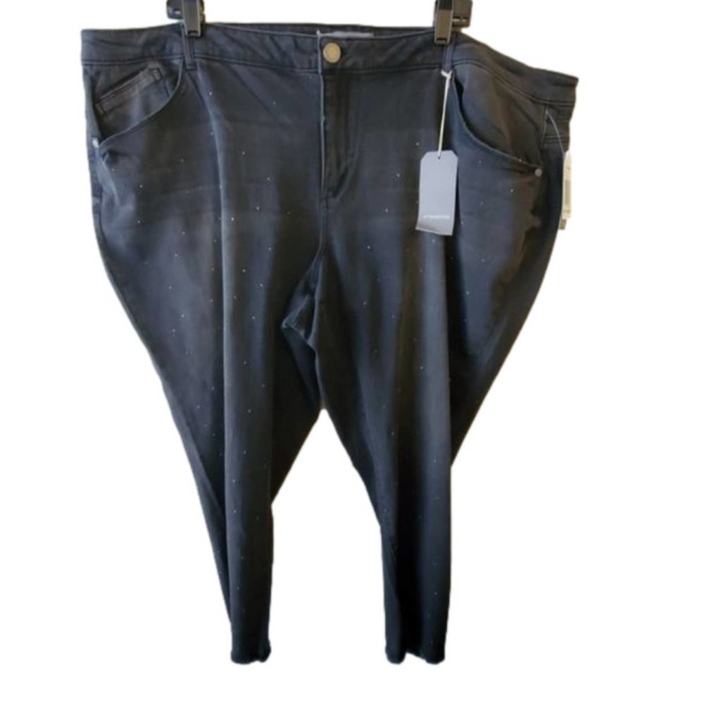 WIT & Wisdom grey studded high rise vintage skinny jeans plus size‎ 20 24
